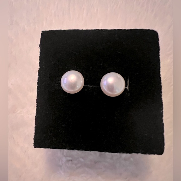 Large Vintage Honora 12mm Genuine Pearl Interchangable Sterling Earrings - Picture 3 of 9